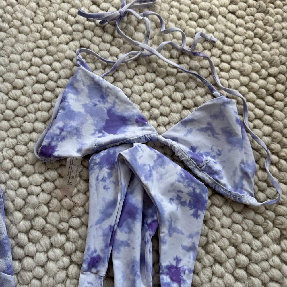 SHEIN Purple Tie-Dye Bikini with Triangle Top - Picture 4 of 5